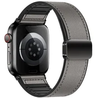 Ремешок Hoco WA34 Basic magnetic buckle silicone leather strap для Apple watch 44/45/46/49mm Dark Gray