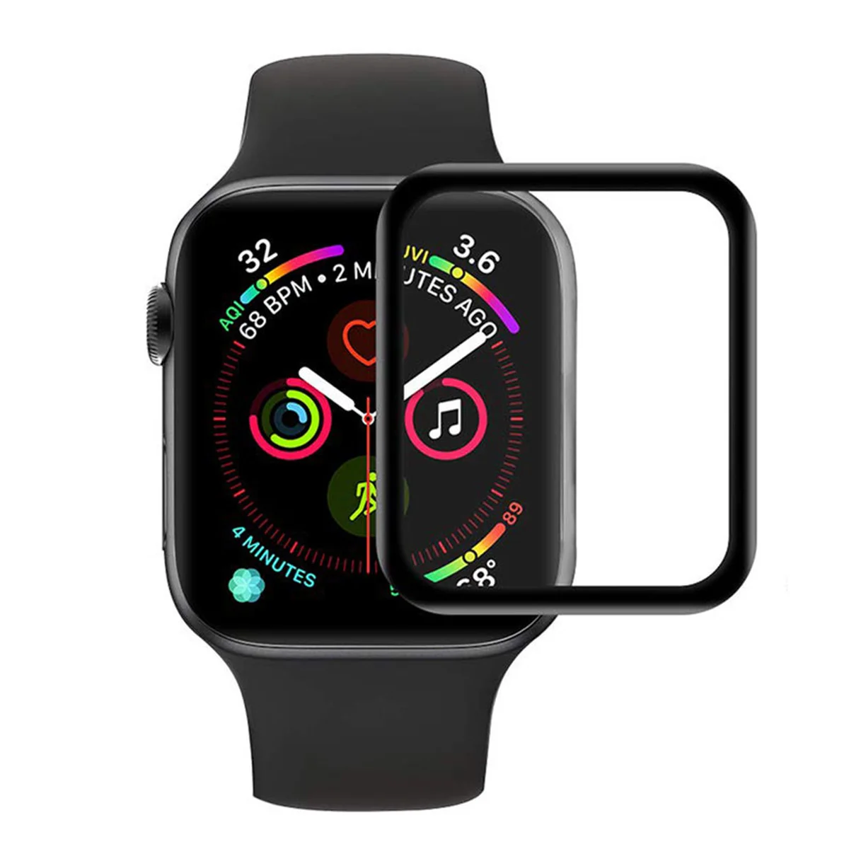 Полимерная пленка 3D (full glue)  для Apple watch 42mm Черный