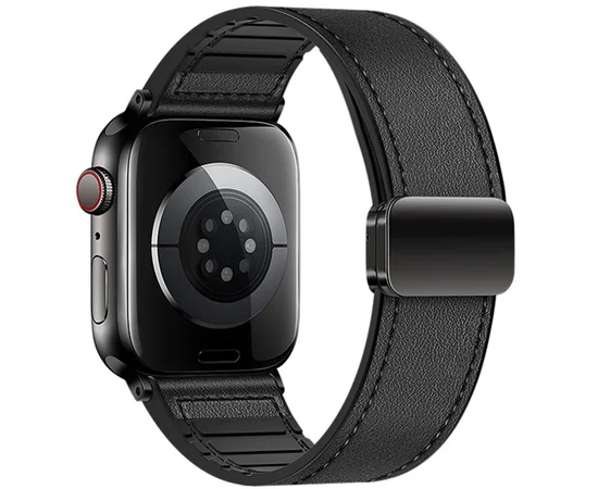 Ремешок Hoco WA34 Basic magnetic buckle silicone leather strap для Apple watch 44/45/46/49mm Black