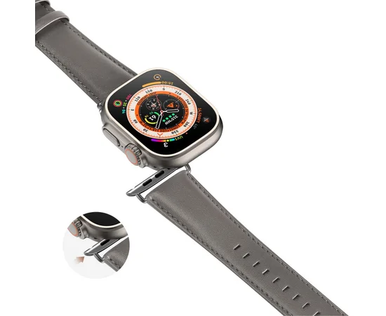 Ремінець Dux Ducis Leather Strap Classic для Apple Watch 42(ser.1-3)/44/45/46/49mm Grey