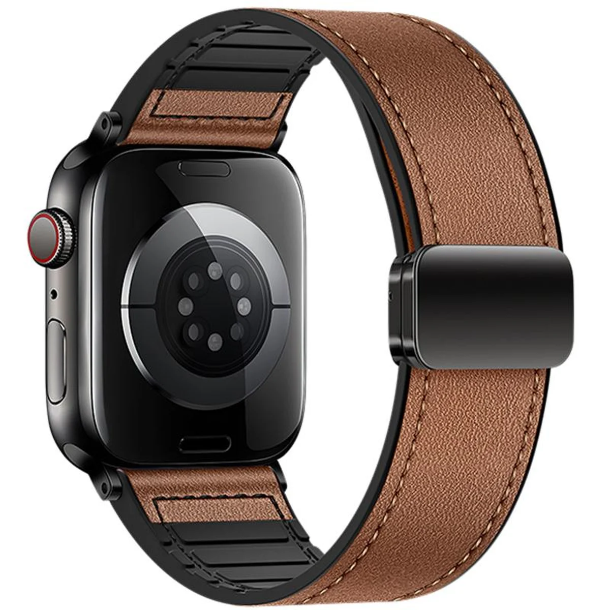 Ремешок Hoco WA34 Basic magnetic buckle silicone leather strap для Apple watch 44/45/46/49mm Brown