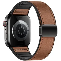 Ремешок Hoco WA34 Basic magnetic buckle silicone leather strap для Apple watch 44/45/46/49mm Brown