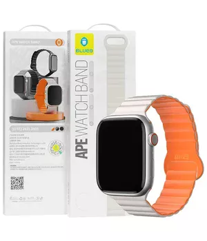 Ремінець BlueO Magnetic Silicone для Apple Watch 42(ser.1-3)/44/45/46/49mm White / Orange