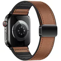 Ремешок Hoco WA34 Basic magnetic buckle silicone leather strap для Apple watch 44/45/46/49mm Brown