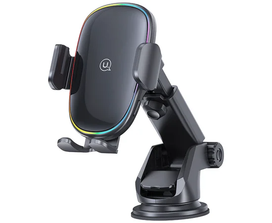 Автодержатель с БЗУ Usams US-CD187 15W with Colorful Light Black