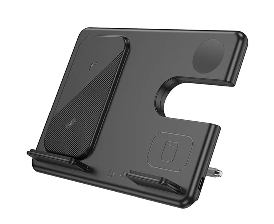 БЗУ Hoco CQ2 Flash folding 3-in-1 wireless fast charger (for Samsung Watch) Black