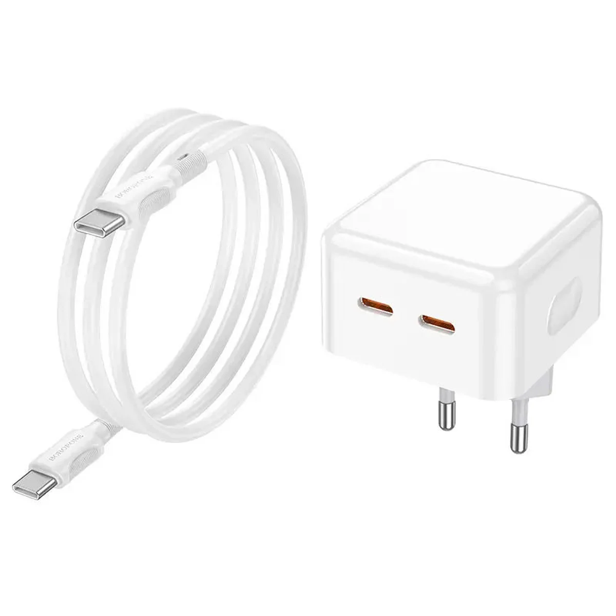 СЗУ Borofone BA76A Source PD35W (2Type-C) + Type-C to Type-C White
