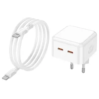 СЗУ Borofone BA76A Source PD35W (2Type-C) + Type-C to Type-C White