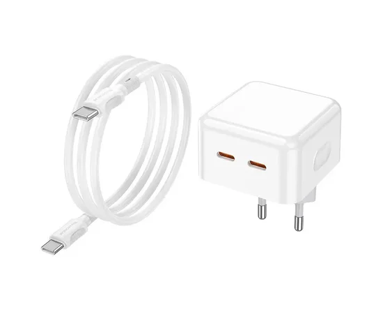 СЗУ Borofone BA76A Source PD35W (2Type-C) + Type-C to Type-C White