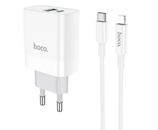 СЗУ HOCO C80A PD+QC3.0 (1USB/3.1A) Type-C to lightning Белый