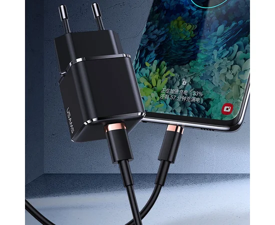 СЗУ Usams US-CC140 T42 25W Super Si (1Type-C/25W) Черный