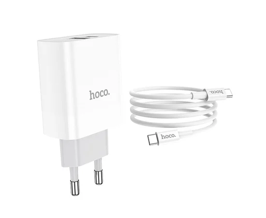 СЗУ HOCO C80A PD+QC3.0 (1USB/3.1A) Type-C to Type-C Белый