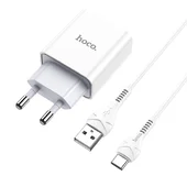 СЗУ HOCO C81A (1USB/2.1A) + Type-C Белый