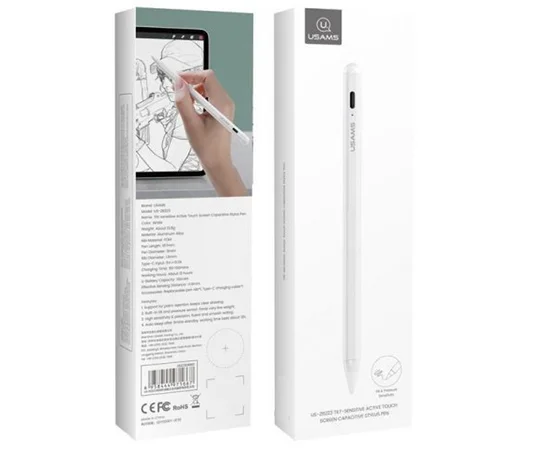 Стилус Usams US-ZB223 Tilt-sensitive Active Touch Capacitive for iPad White