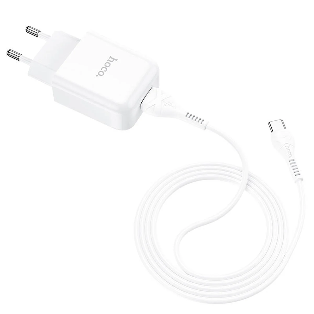 СЗУ HOCO N2 (1USB / 2.1A) + USB - Type-C Білий