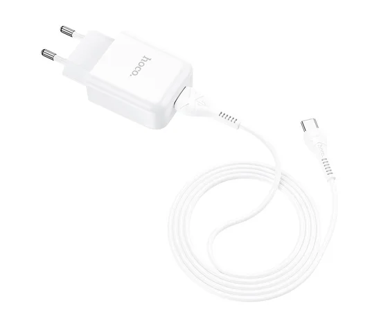 СЗУ HOCO N2 (1USB/2.1A) + USB - Type-C Белый