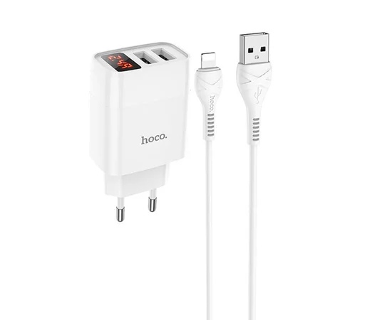 СЗУ HOCO C86A (2USB/2.4A) + Lightning Белый
