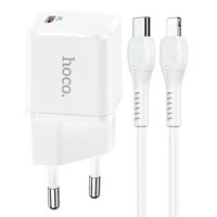 СЗУ HOCO N10 Starter single port PD 20W + Type-C to Lightning Білий