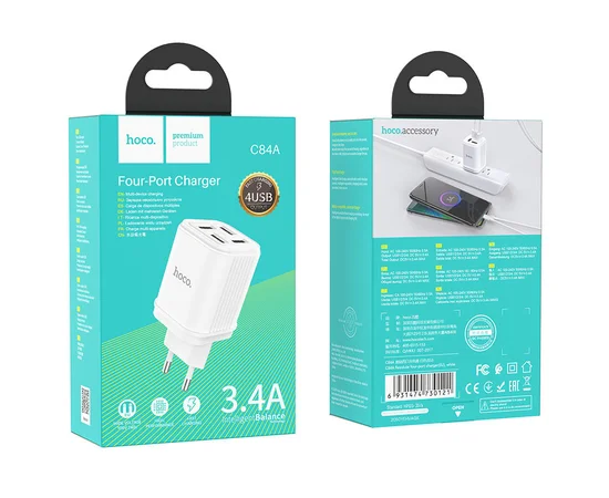 СЗУ HOCO C84A Resolute four-port charger (EU) Белый