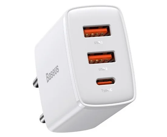 СЗУ Baseus Compact Quick Charger 30W QC+ PD (1Type-C + 2USB) (CCXJ-E) Білий