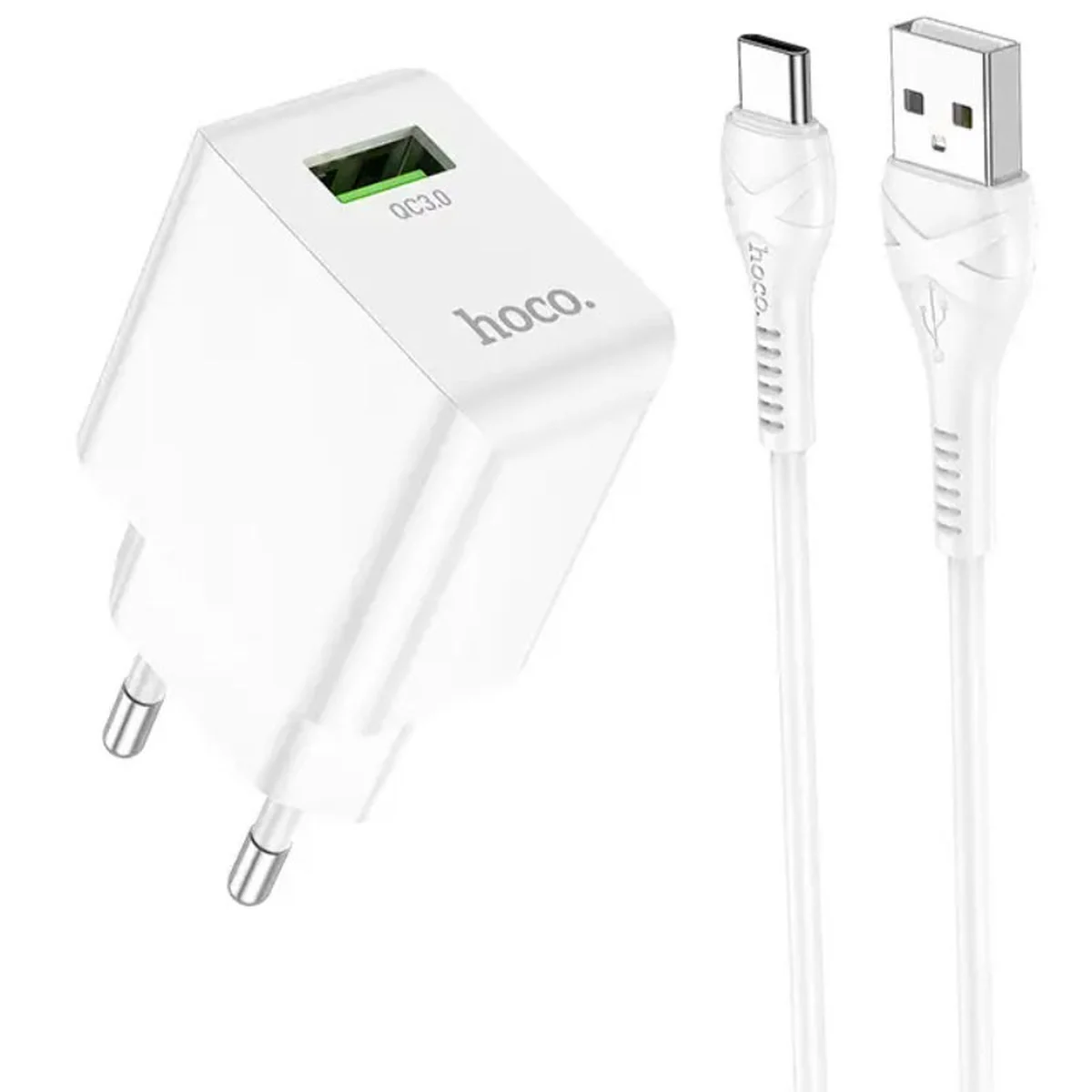 СЗУ Hoco C98A QC3.0 (1USB/18W) + USB to Type-C White