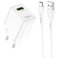СЗУ Hoco C98A QC3.0 (1USB/18W) + USB to Type-C White