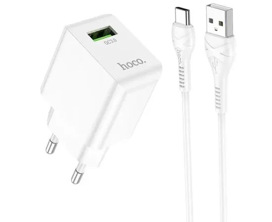 СЗУ Hoco C98A QC3.0 (1USB/18W) + USB to Type-C White
