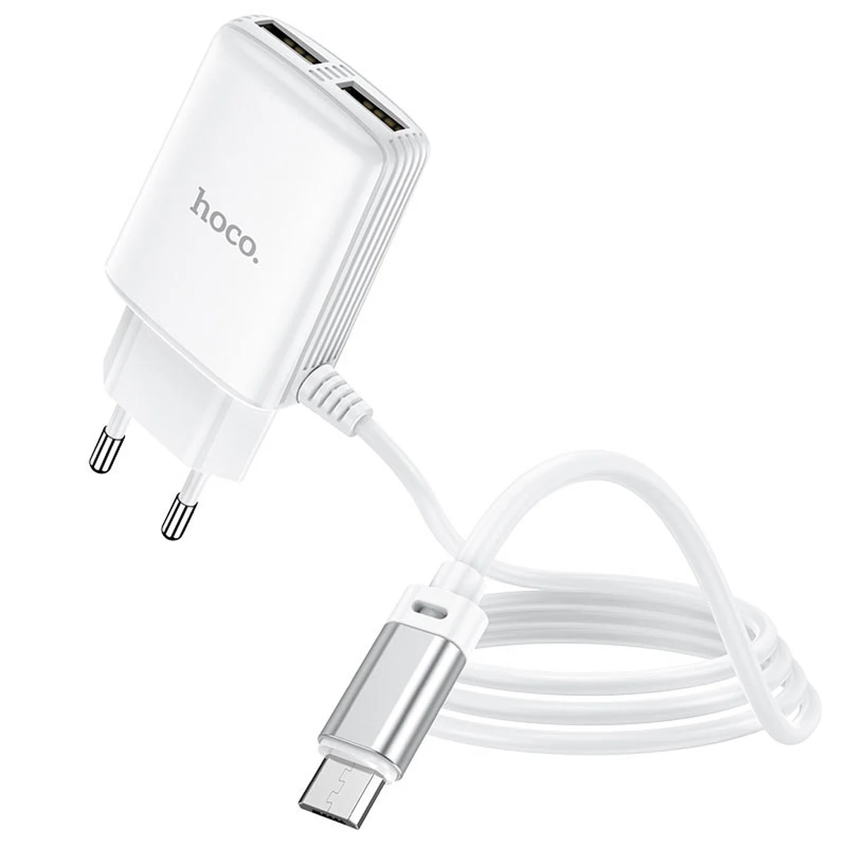 СЗУ HOCO C82A Real power dual port cable charger (for MicroUSB) (EU) Белый