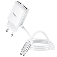 СЗУ HOCO C82A Real power dual port cable charger (for MicroUSB) (EU) Белый