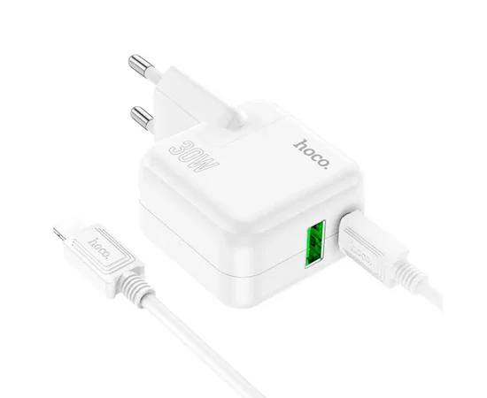 СЗУ Hoco C111A PD 30W+QC3.0 Type-C to Lightning White
