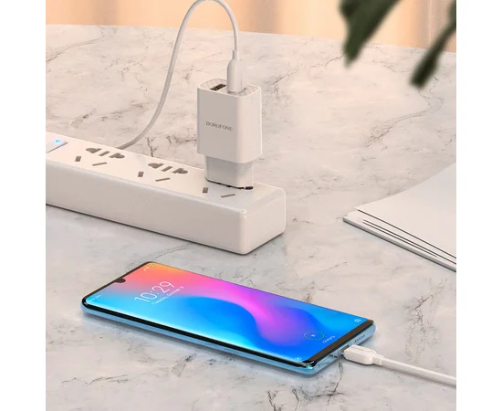 СЗУ Borofone BA53A Powerway (2USB/2.1A) + Type-C Белый