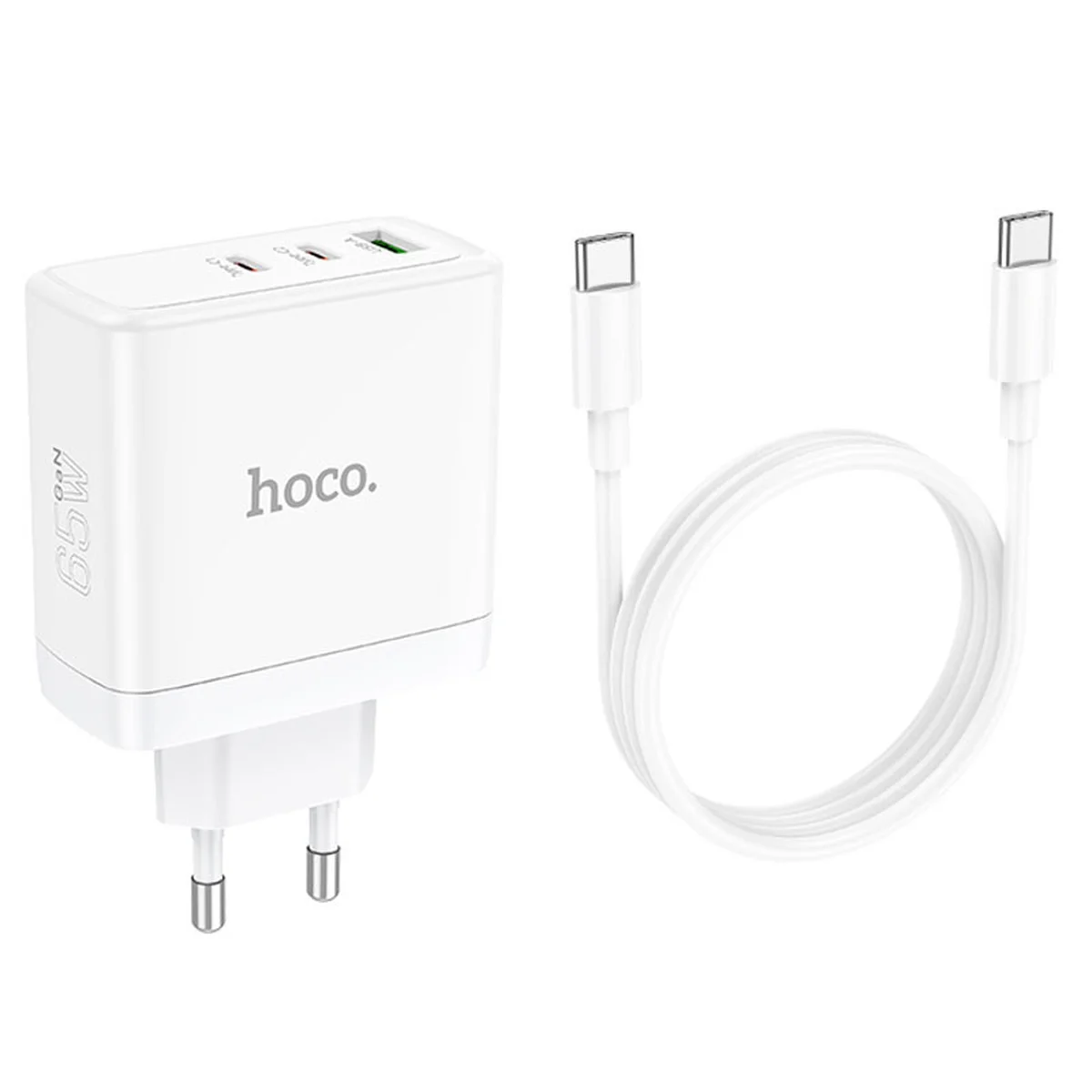 СЗУ Hoco N30 Glory PD65W (2Type-C/1USB) + Type-C to Type-C White