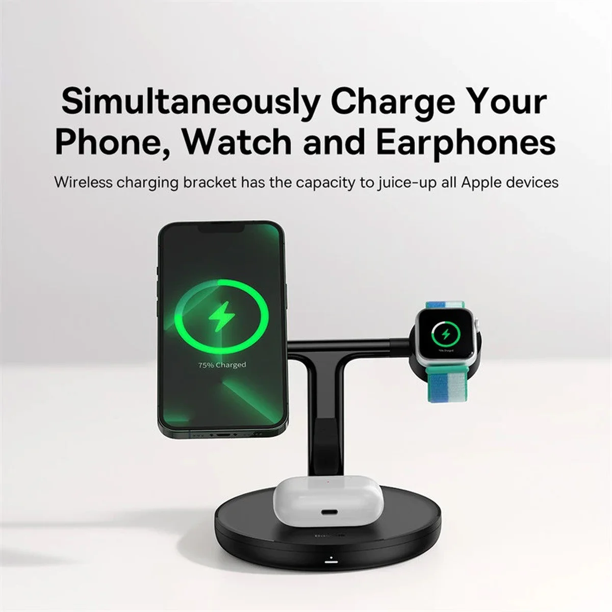 БЗУ Baseus Swan 3in1 Wireless Magnetic Charging Bracket 20W (WXTE) Черный