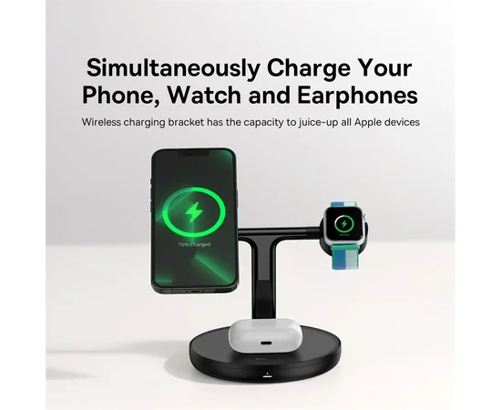 БЗУ Baseus Swan 3in1 Wireless Magnetic Charging Bracket 20W (WXTE) Черный
