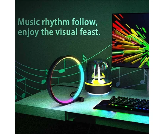 Настольная LED лампа RGB Intelligent circular atmosphere light Bluetooth USB with app Black