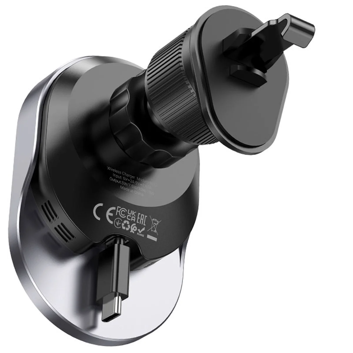 Автотримач із БЗУ Hoco HW12 Guardian magnetic (air outlet) Black / Gray