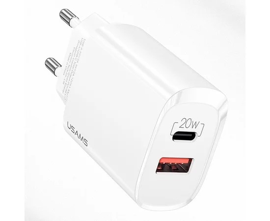 СЗУ Usams US-CC121 T35 QC3.0 + PD3.0 20W Белый