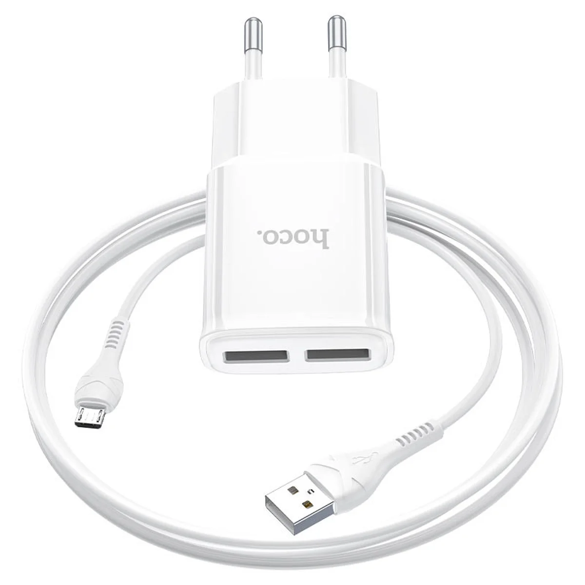 СЗУ HOCO C88A (2USB/2.4A) + MicroUSB Белый