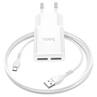 СЗУ HOCO C88A (2USB/2.4A) + MicroUSB Белый