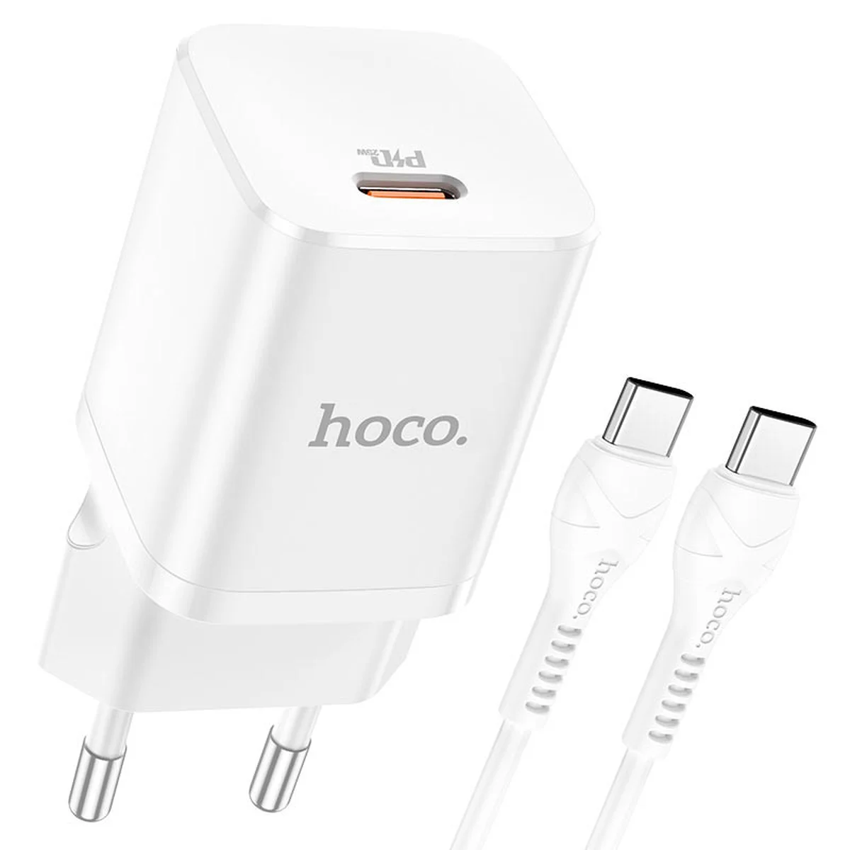 СЗУ HOCO N19 Rigorous PD25W 1Type-C + cable Type-C to Type-C Белый