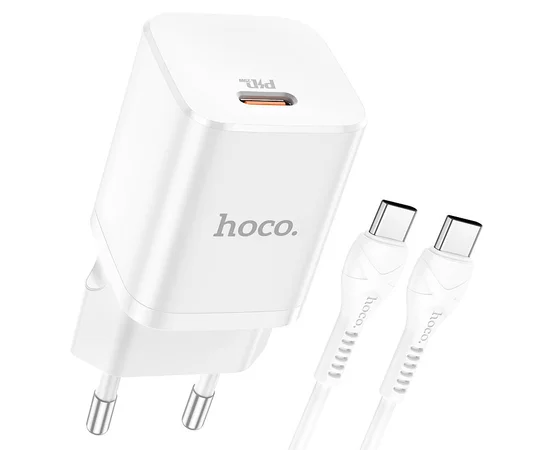 СЗУ HOCO N19 Rigorous PD25W 1Type-C + cable Type-C to Type-C Белый