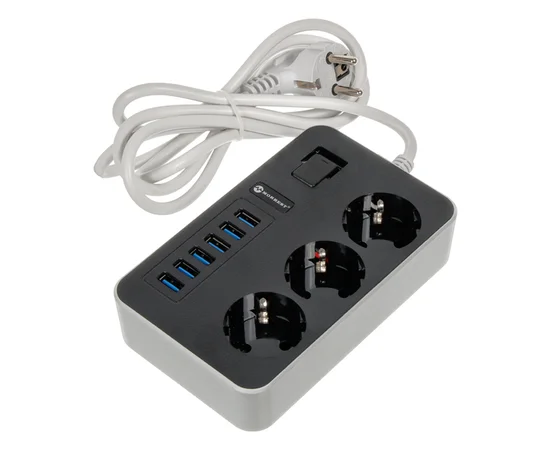 Удлинитель Power Socket MB-W08 (4xUSB/3xSocket) Черный