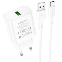 СЗУ Borofone BA72A Spring QC3.0 USB to Type-C White