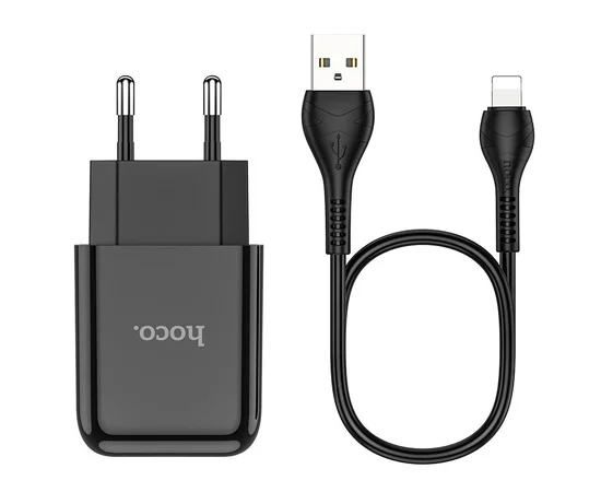 СЗУ HOCO N2 (1USB/2.1A) + USB - Lightning Черный