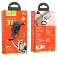 СЗУ Hoco N13 Bright PD 30W + QC3.0 (1USB/3A) + Type-C to Lightning Черный