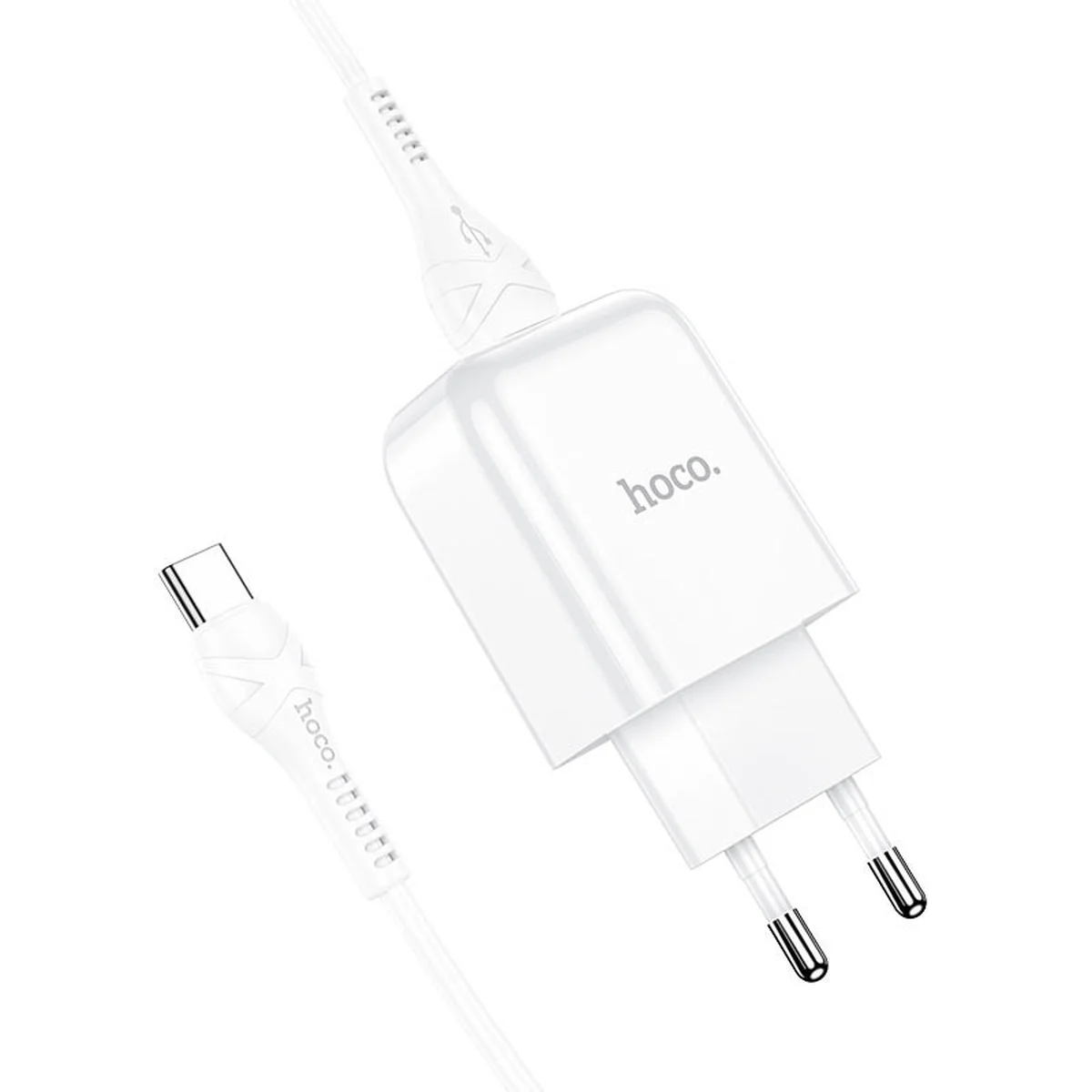 СЗУ HOCO N2 (1USB / 2.1A) + USB - Type-C Білий