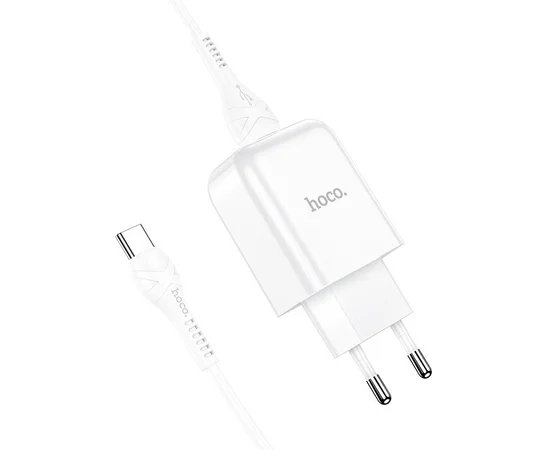СЗУ HOCO N2 (1USB/2.1A) + USB - Type-C Белый