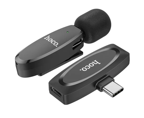 Петличный беспроводной микрофон Hoco L15 Crystal Type-C Black