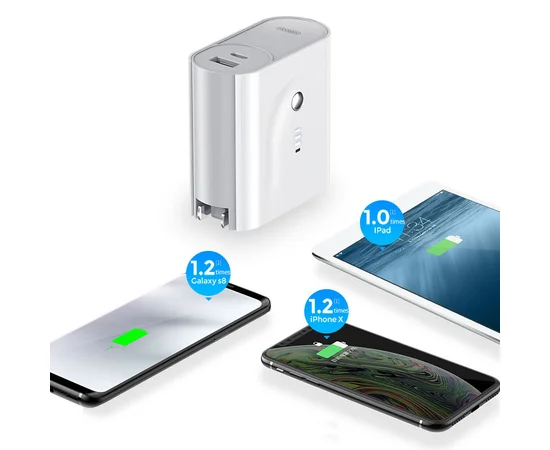 СЗУ + Power Bank Joyroom D-T189 (USB/Type-C) 5000 mAh Белый