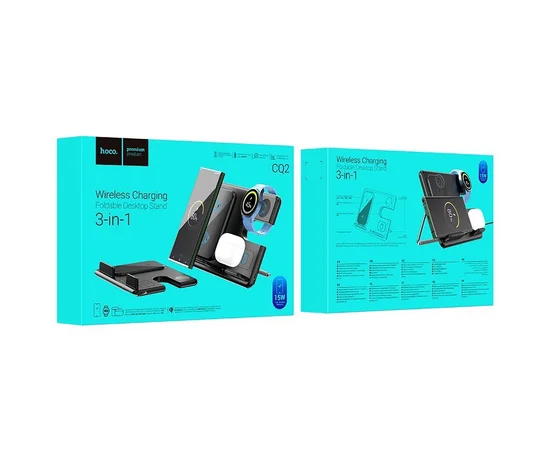 БЗУ Hoco CQ2 Flash folding 3-in-1 wireless fast charger (for Samsung Watch) Black